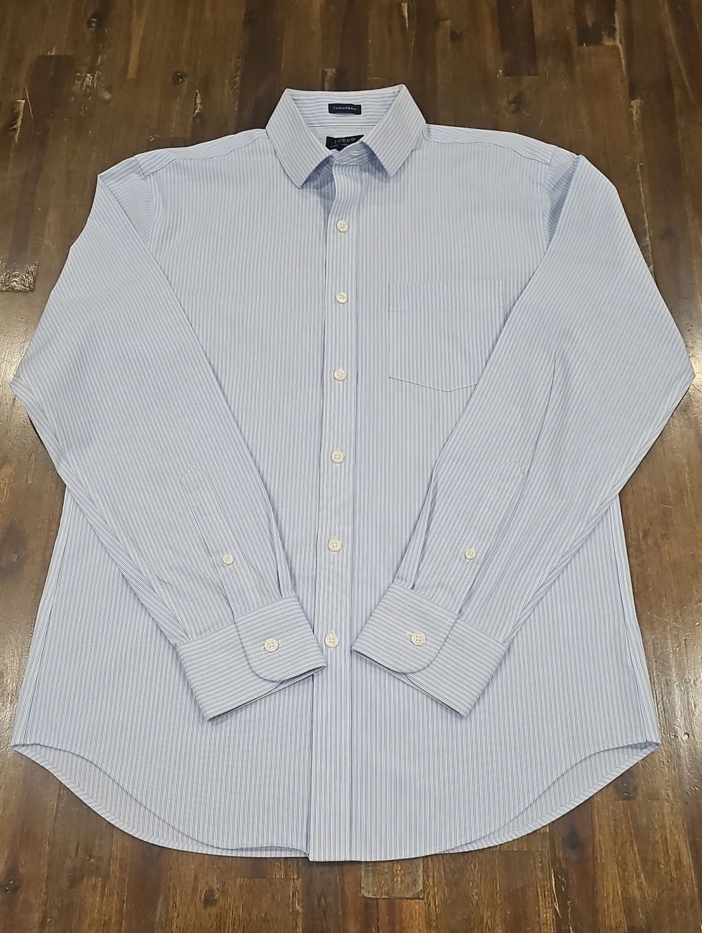 J. Crew Thompson Light Blue and White Pinstripe Dress Shirt